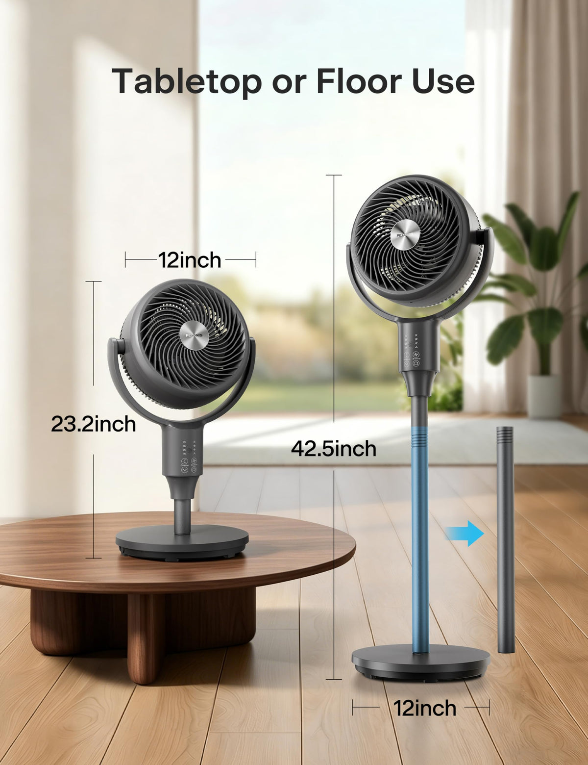 Grey Air Circulator Fan with Remote C1281