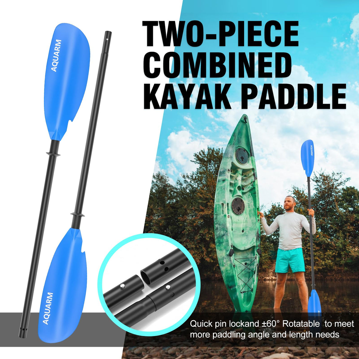 Adjustable Lightweight Kayak Paddle 231cm M322