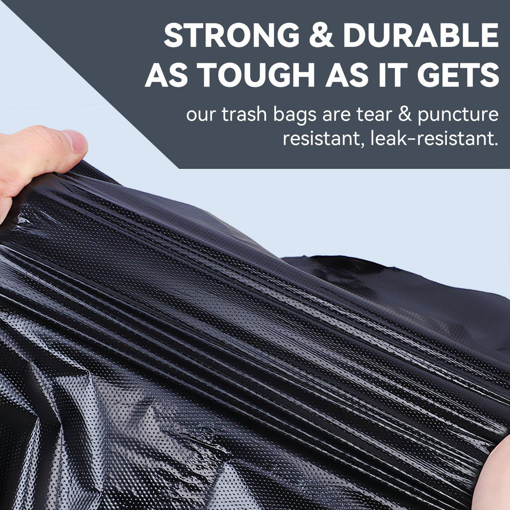 45 Gallon Heavy Duty Black Plastic Trash Bags 50 Count O6585