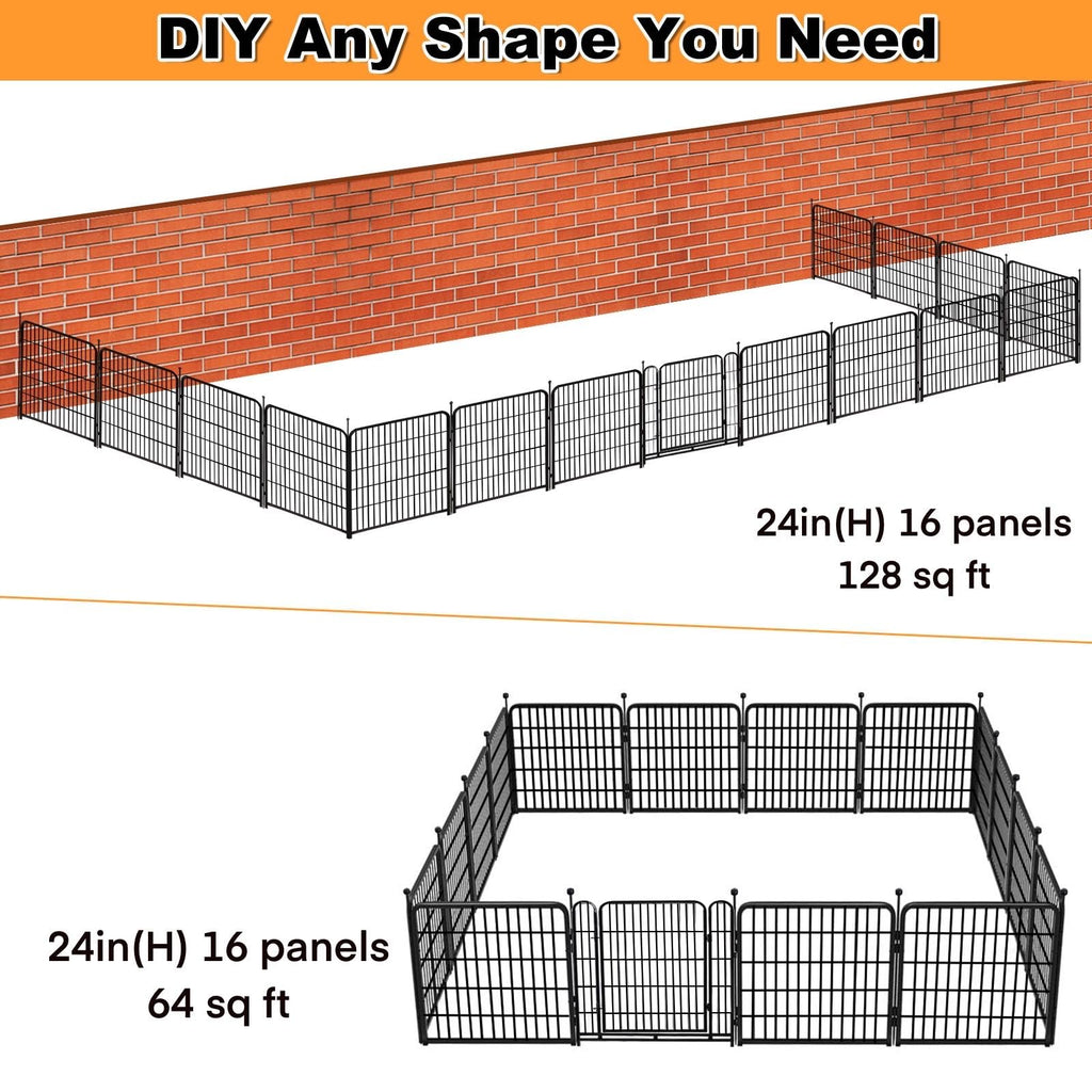 24 inch 16 Panels Metal Dog Playpen K173