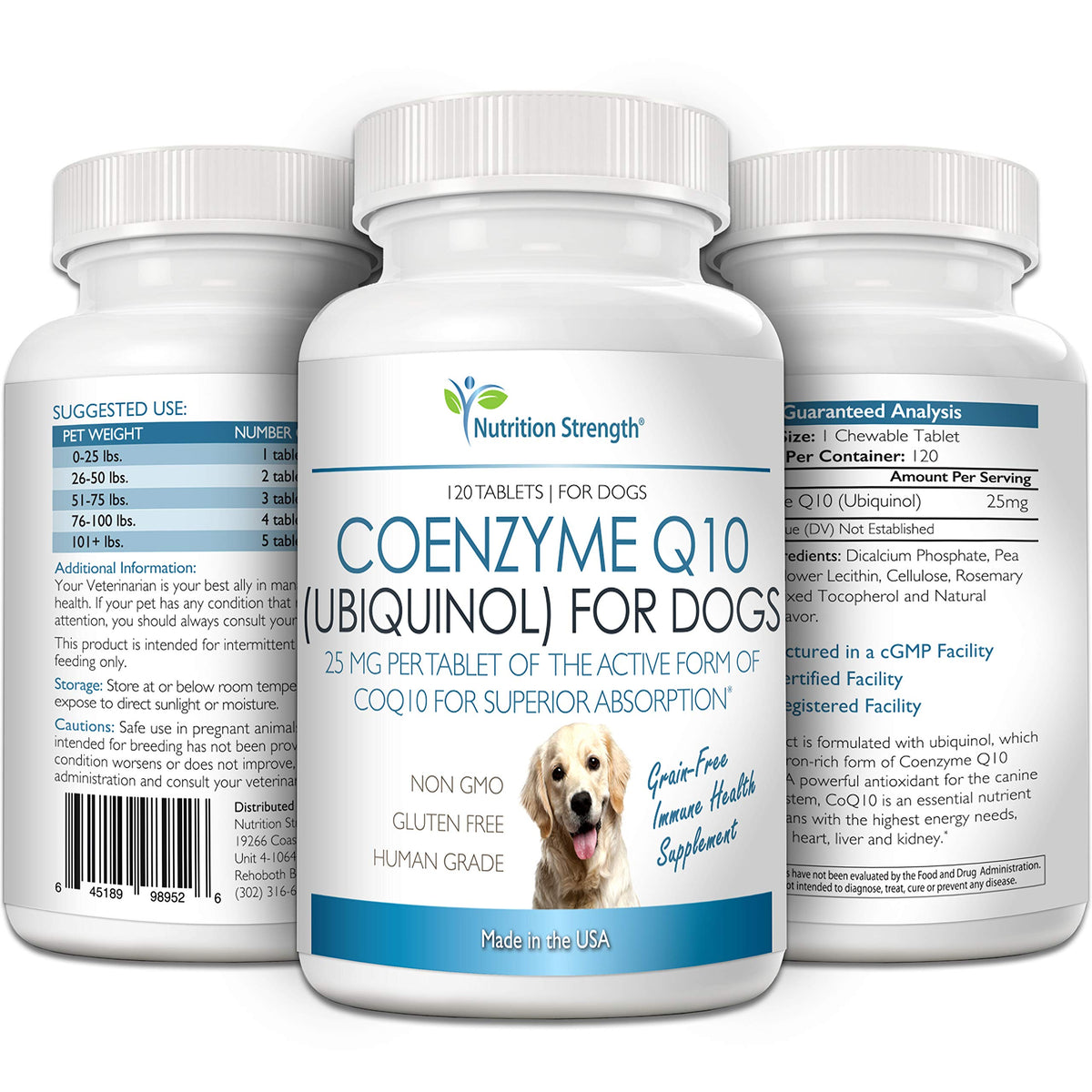 Coenzyme Q10 for Dogs Grain-Free Supplement, 120 Chewable Tablets Z9457