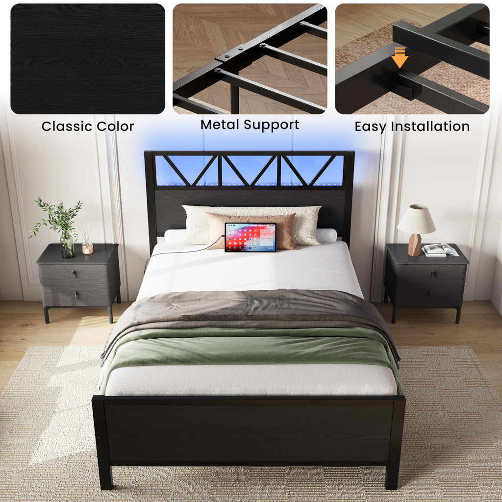 Twin XL Bed Frame with 2 Storage Drawers C21060