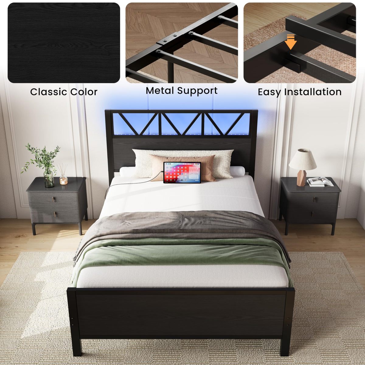 Twin XL Bed Frame with 2 Storage Drawers C21060
