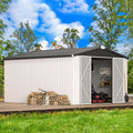10x14 White Metal Outdoor Storage Shed E40478