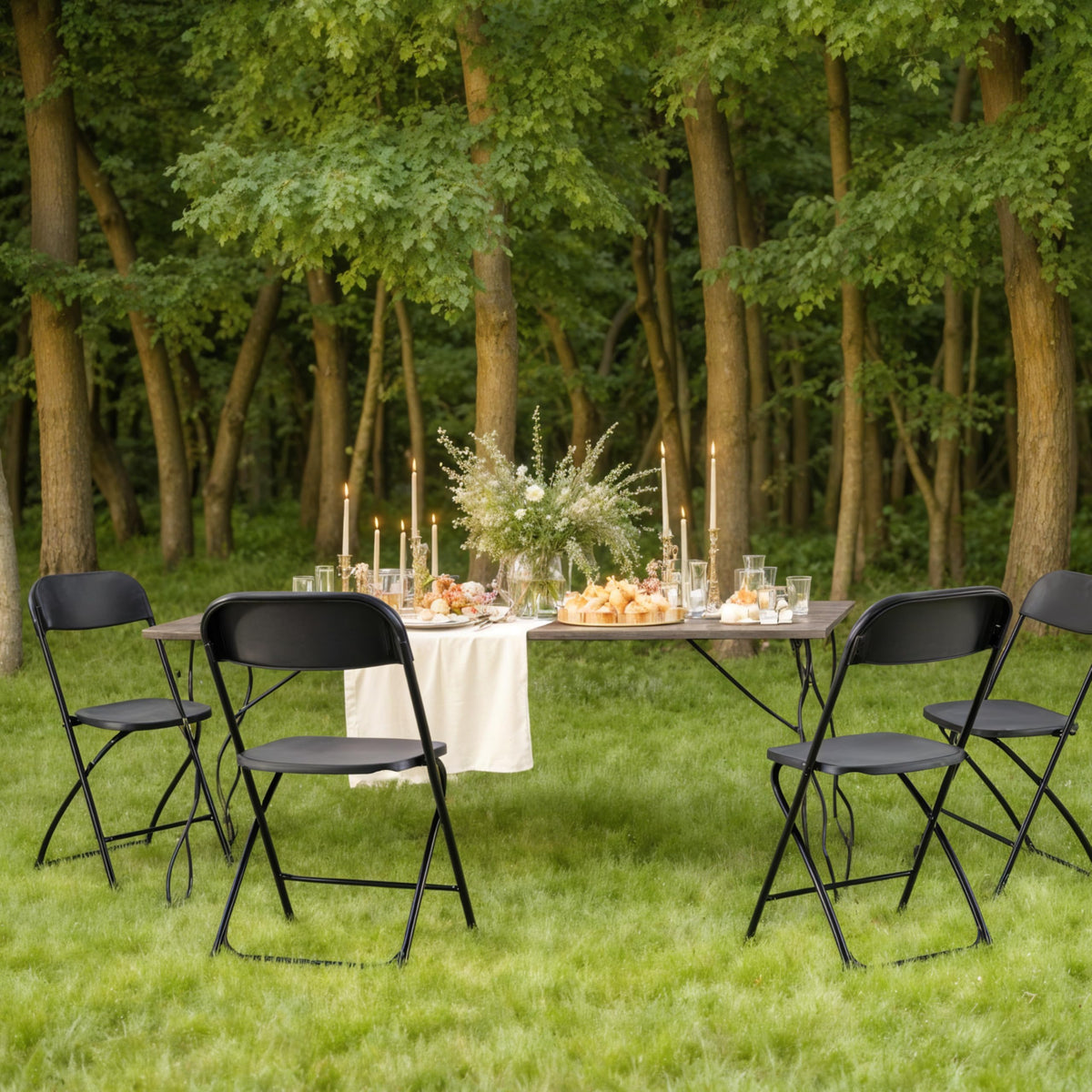 10 Pcs Black Plastic Folding Chair with Metal Frame R968