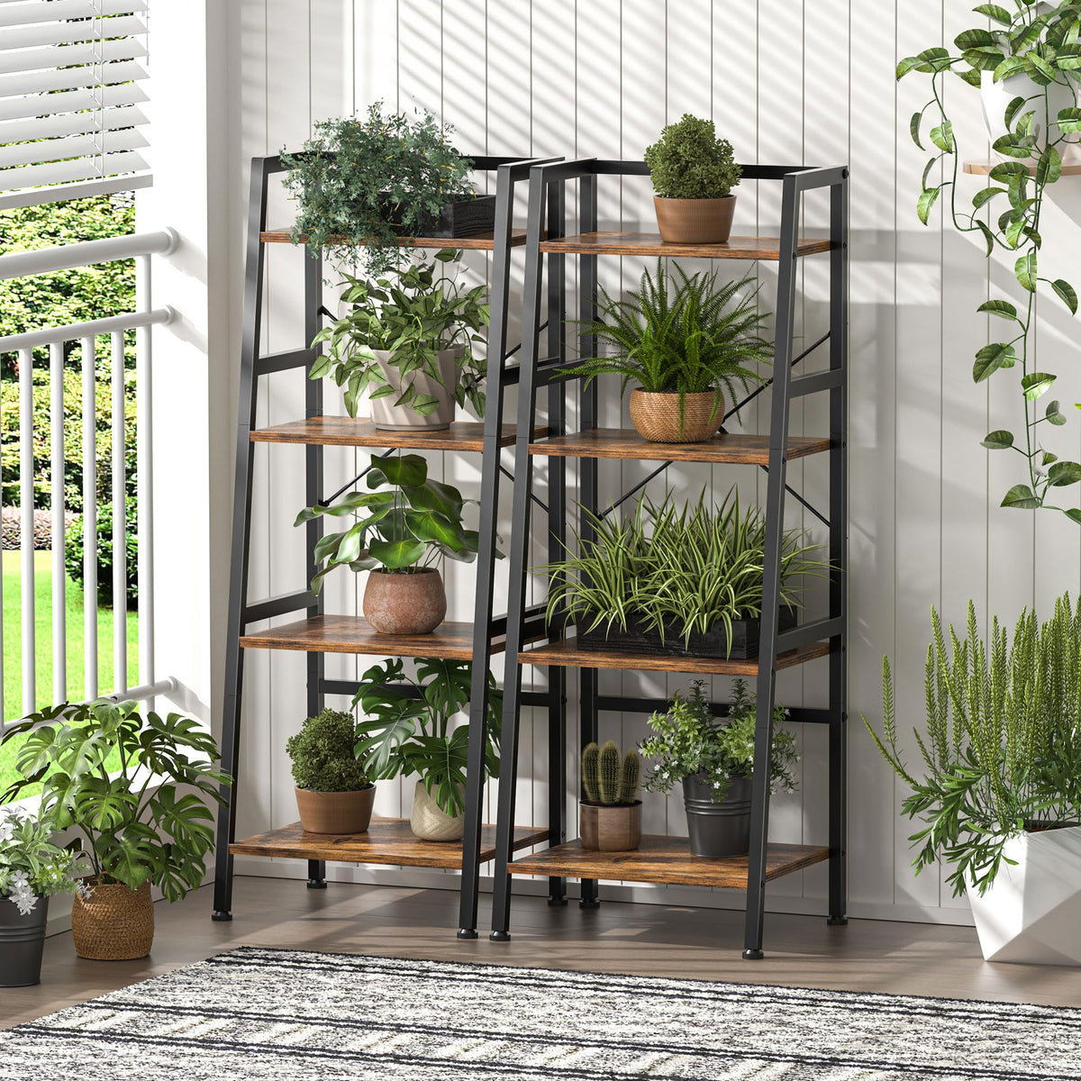 4-Tier Industrial Bookshelf with Steel Frame B911309