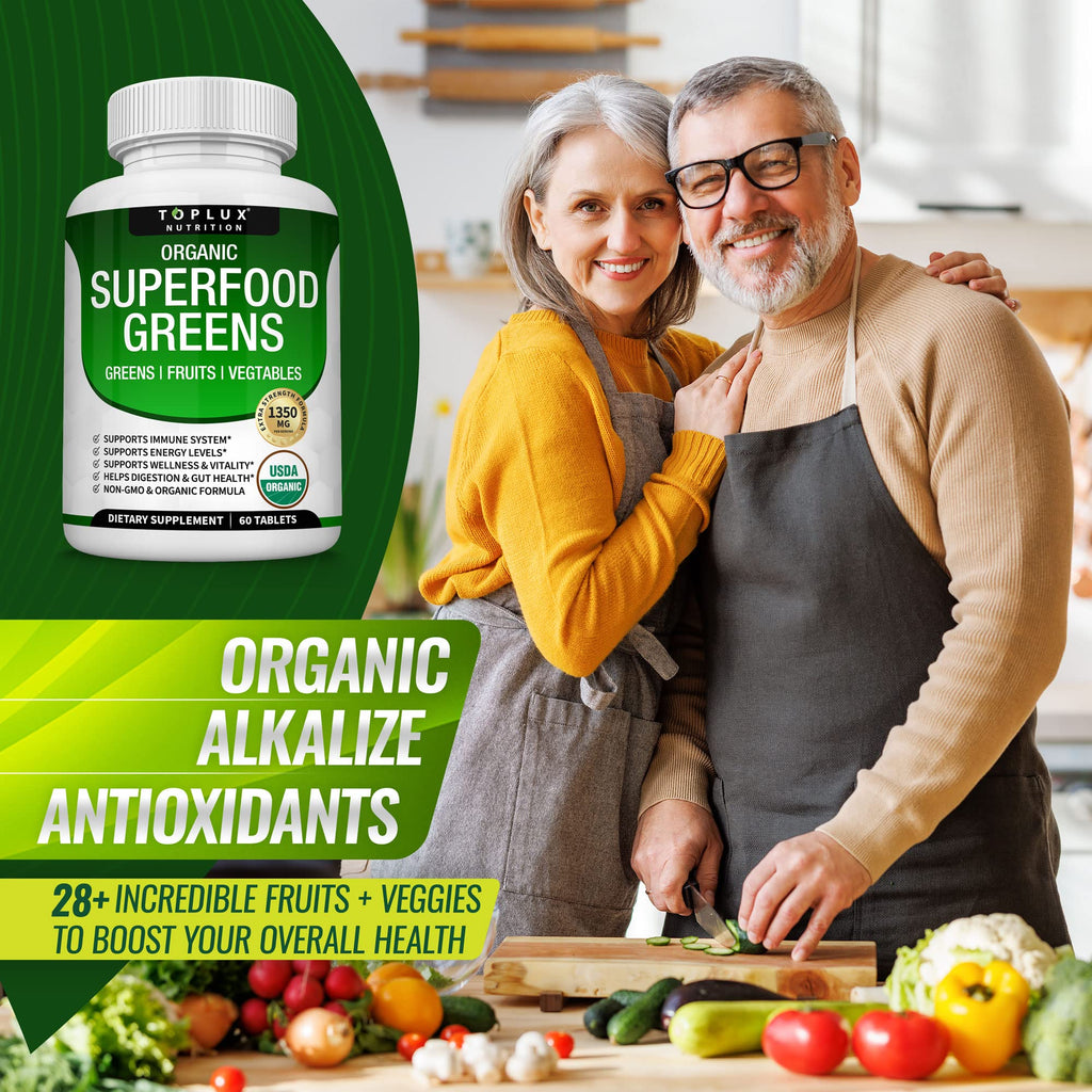Organic Super Greens Capsules Superfood Supplement 60 Tablets O613517